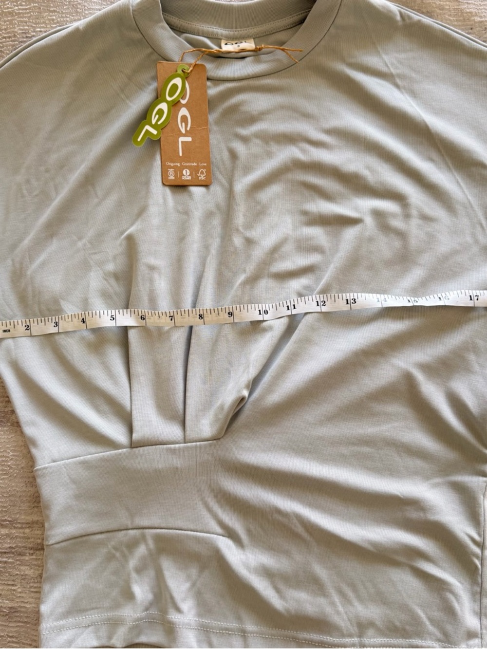 NWT! OGL Light Sage Grey Crewneck Top, Size S - Picture 3 of 8